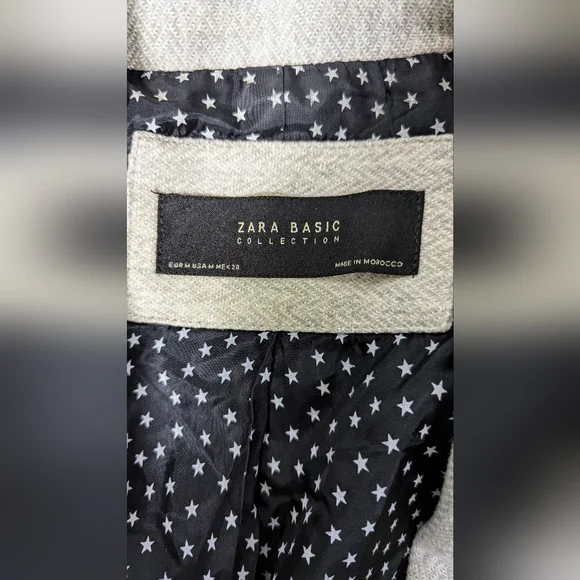 Zara Light Grey Cotton Jersey Blazer  size Medium - Picture 7 of 8